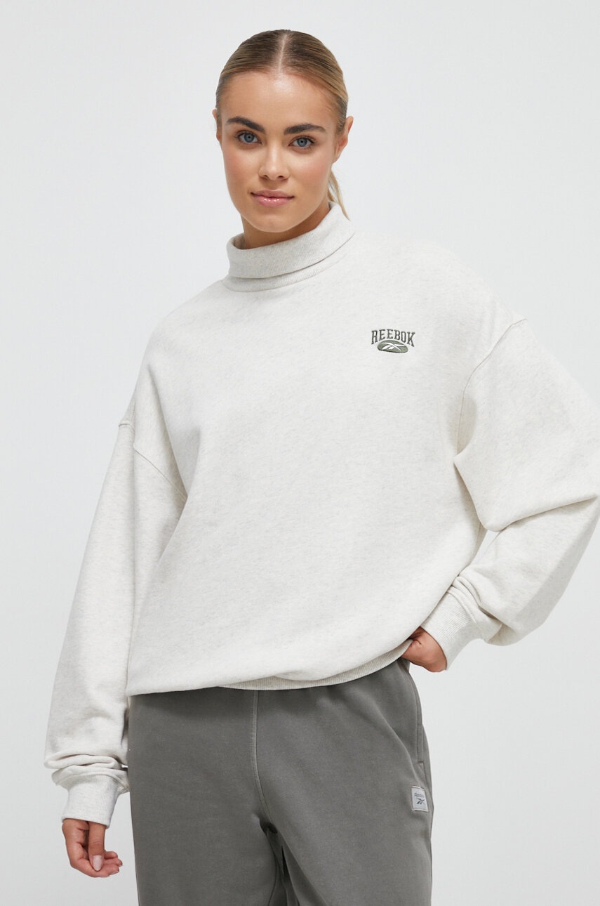 

Хлопковая кофта Reebok Classic женская цвет серый меланж
