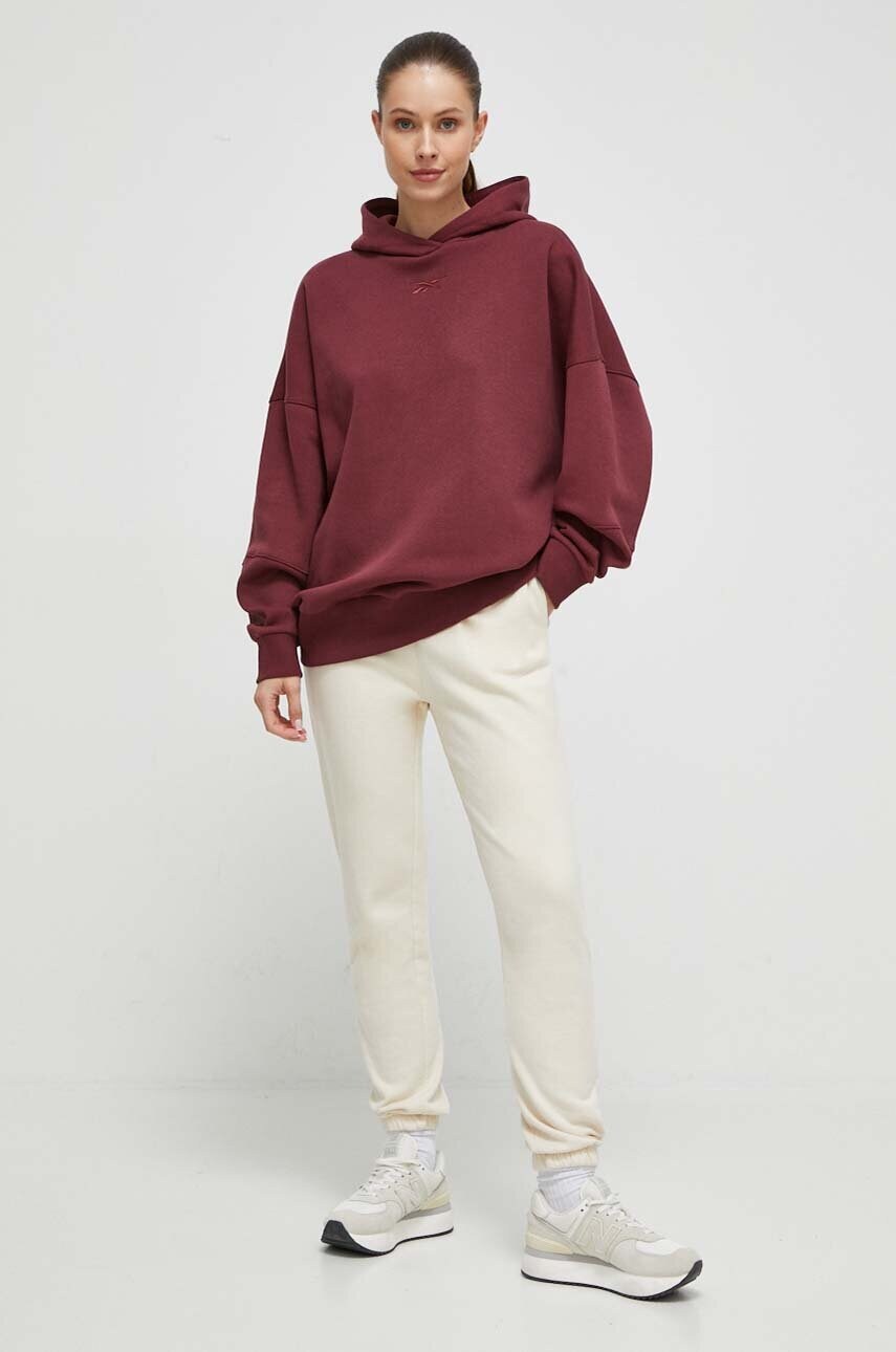 

Кофта Reebok LUX COLLECTION женская цвет бордовый с капюшоном однотонная