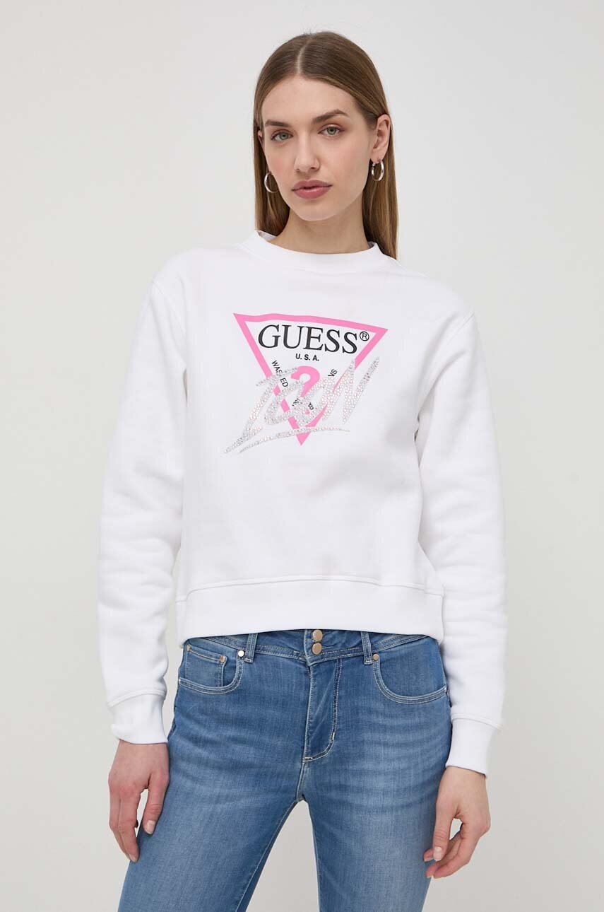 

Суичър Guess в бяло с апликация W4RQ96 KB681, Бял