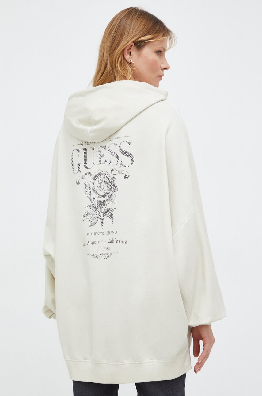 

Кофта Guess жіноча колір зелений з капюшоном з аплікацією
