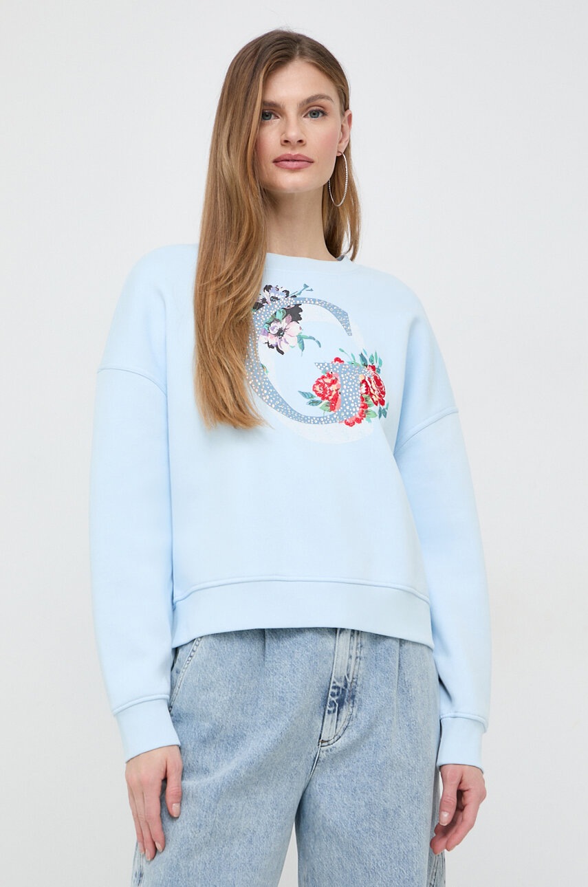 

Суичър Guess FLORAL в синьо с апликация W4RQ11 K9Z21, Син