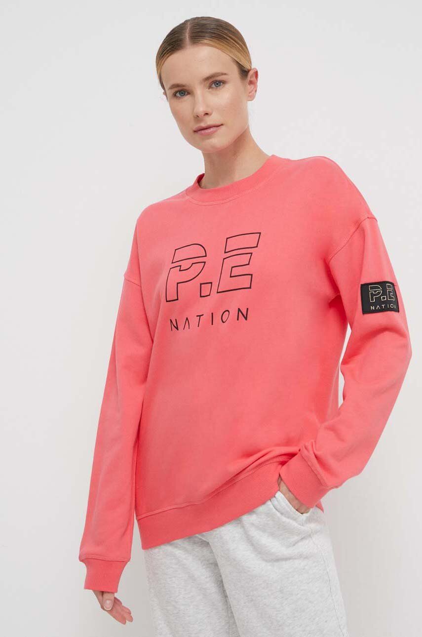 P.E Nation hanorac de bumbac femei, culoarea roz, cu imprimeu