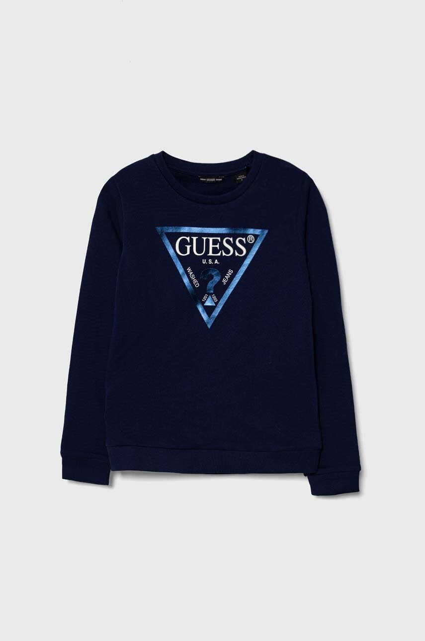 

Детская хлопковая кофта Guess цвет синий с принтом