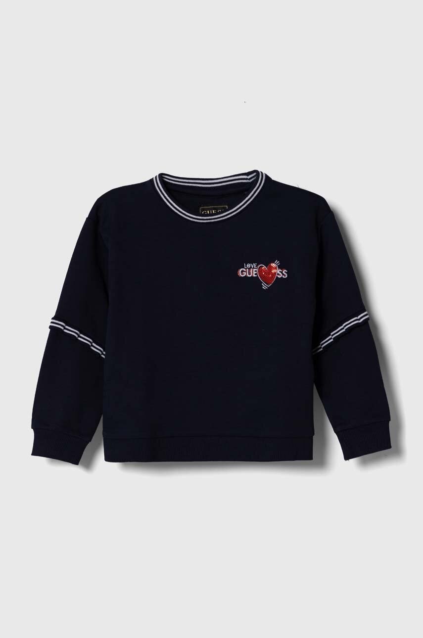 Детская хлопковая кофта Guess цвет синий с аппликацией Детская хлопковая кофта Guess цвет синий с аппликацией