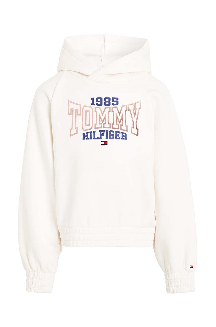 

Дитяча кофта Tommy Hilfiger колір білий з капюшоном з принтом