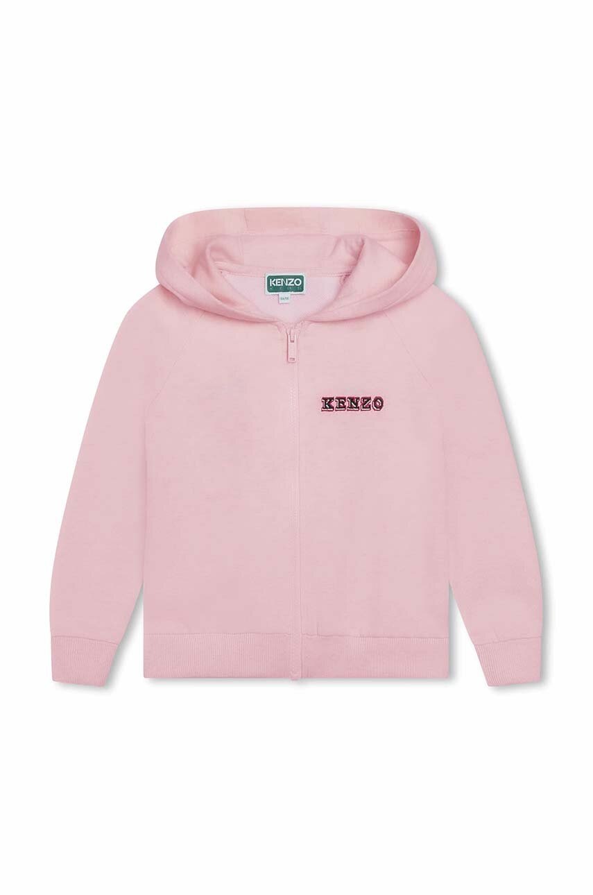 Детская хлопковая кофта Kenzo Kids цвет розовый с капюшоном с принтом в Луцке Детская хлопковая кофта Kenzo Kids цвет розовый с капюшоном с принтом в Луцке