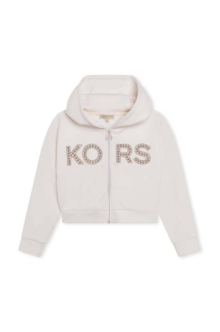 

Детская кофта Michael Kors цвет бежевый с капюшоном с аппликацией
