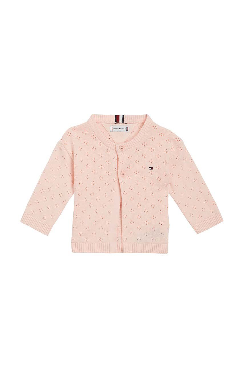 Levně Dětský bavlněný svetr Tommy Hilfiger růžová barva