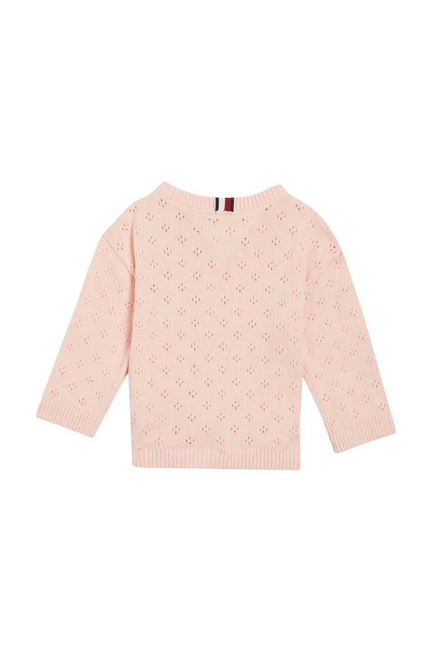 Хлопковый свитер для младенцев Tommy Hilfiger цвет розовый