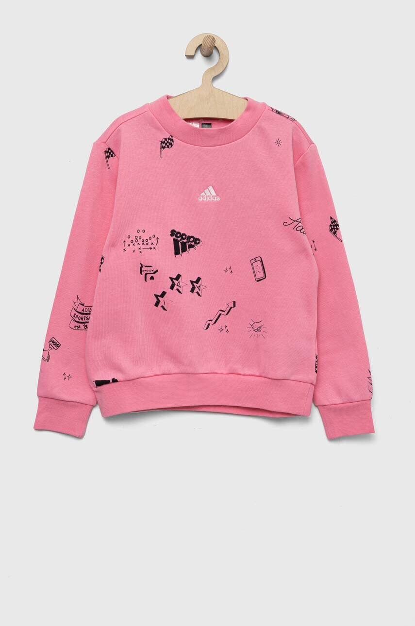 

Дитяча кофта adidas JG BLUV Q3SWEAT колір рожевий візерунок