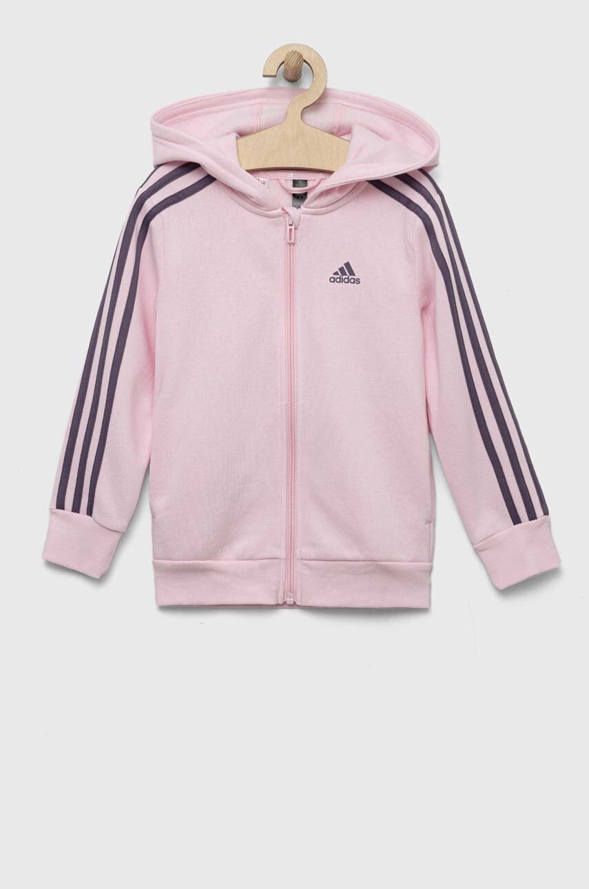 adidas bluza copii culoarea roz, cu glugă, cu imprimeu