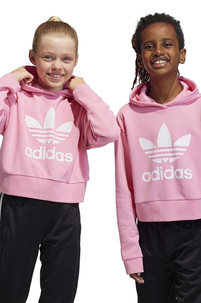 Dětská mikina adidas Originals růžová barva, s kapucí, s potiskem