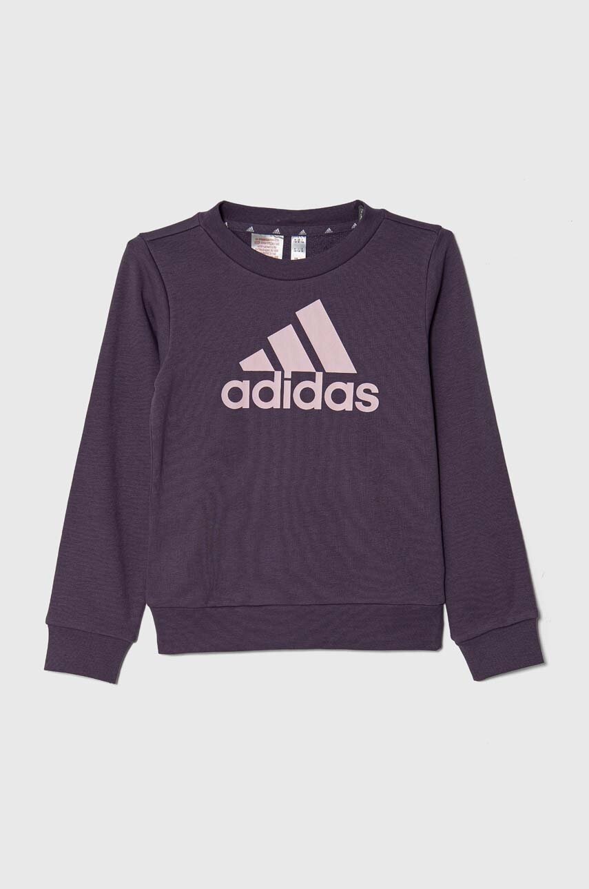 Levně Dětská mikina adidas fialová barva, s potiskem