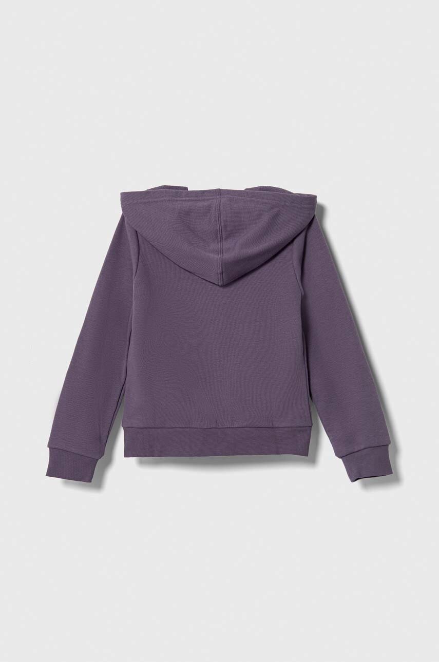 Дитяча кофта adidas колір фіолетовий з капюшоном з принтом