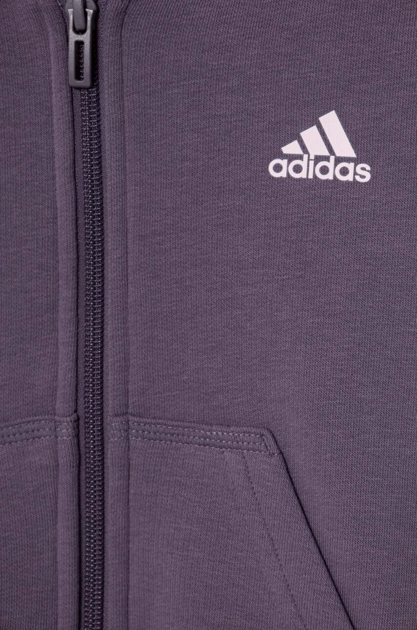 Adidas Bluza Copii Culoarea Violet, Cu Glugă, Cu Imprimeu