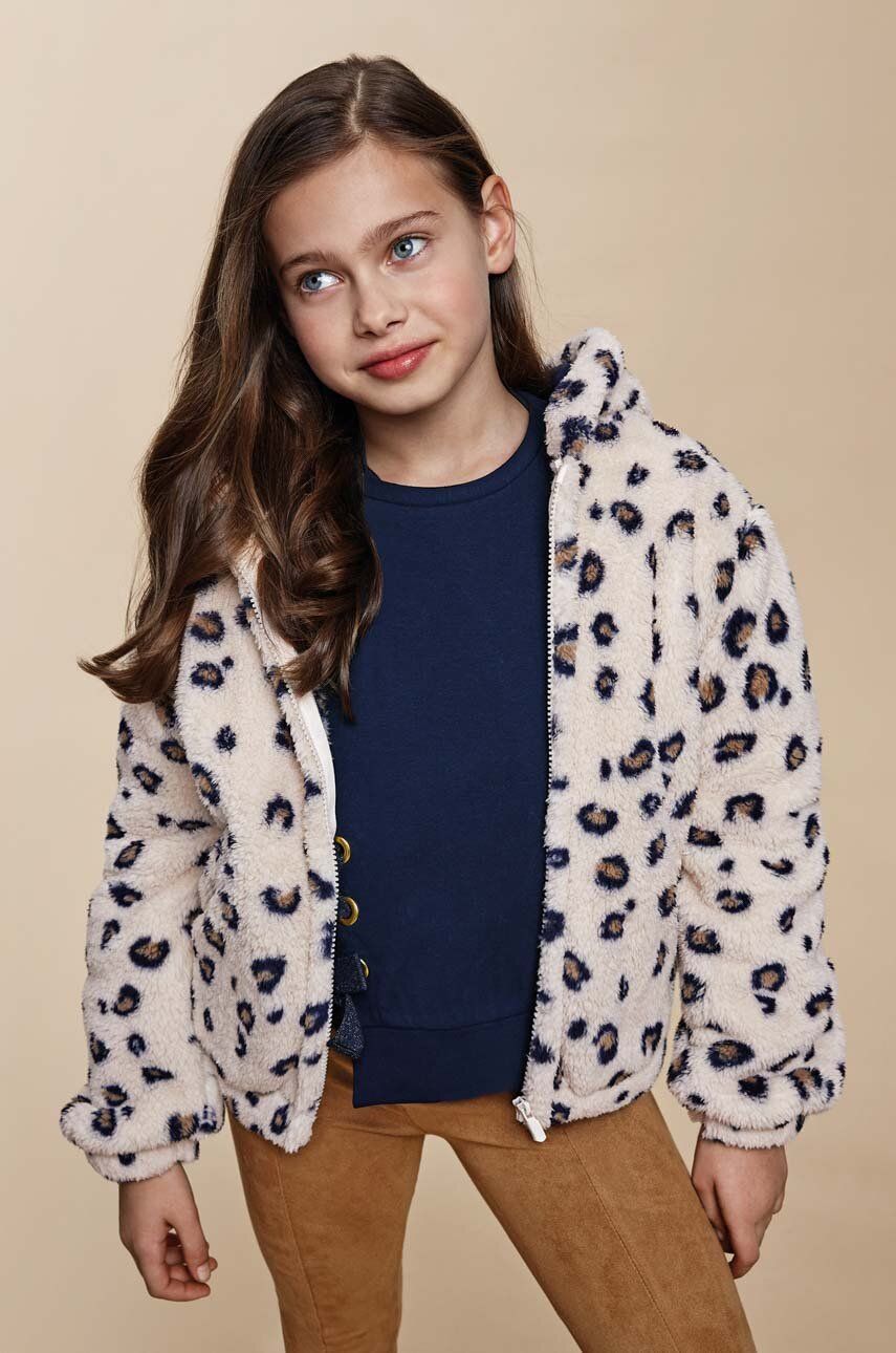 Dětská mikina Mayoral béžová barva, s kapucí, vzorovaná - béžová -  97 % Polyester