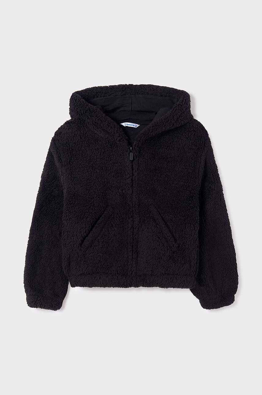 Детская кофта Mayoral цвет чёрный с капюшоном узор Детская кофта Mayoral цвет чёрный с капюшоном узор