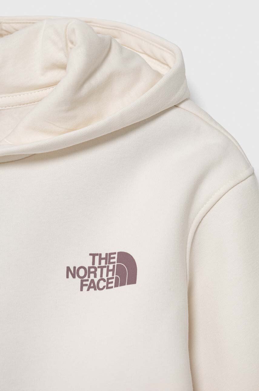 The North Face Bluza Copii G VERTICAL LINE HOODIE Culoarea Bej, Cu Glugă, Cu Imprimeu