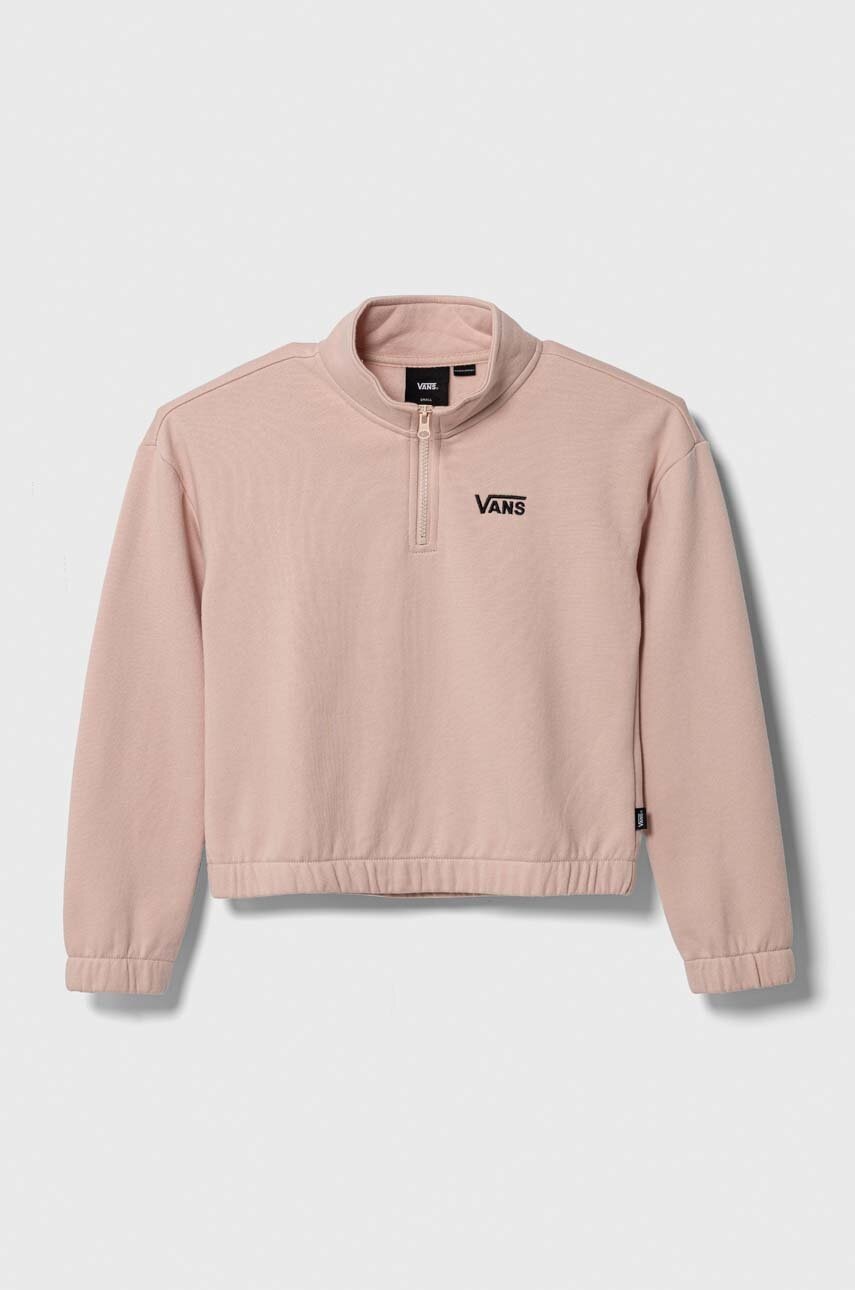 Дитяча кофта Vans HALF ZIP MOCK PULLOVER VN00077VBQL1 колір рожевий однотонна Дитяча кофта Vans HALF ZIP MOCK PULLOVER VN00077VBQL1 колір рожевий однотонна