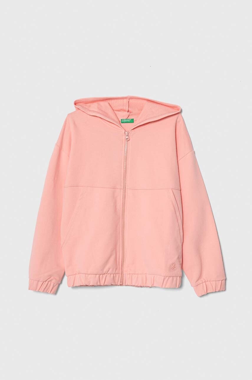 

Дитяча кофта United Colors of Benetton колір рожевий з капюшоном однотонна