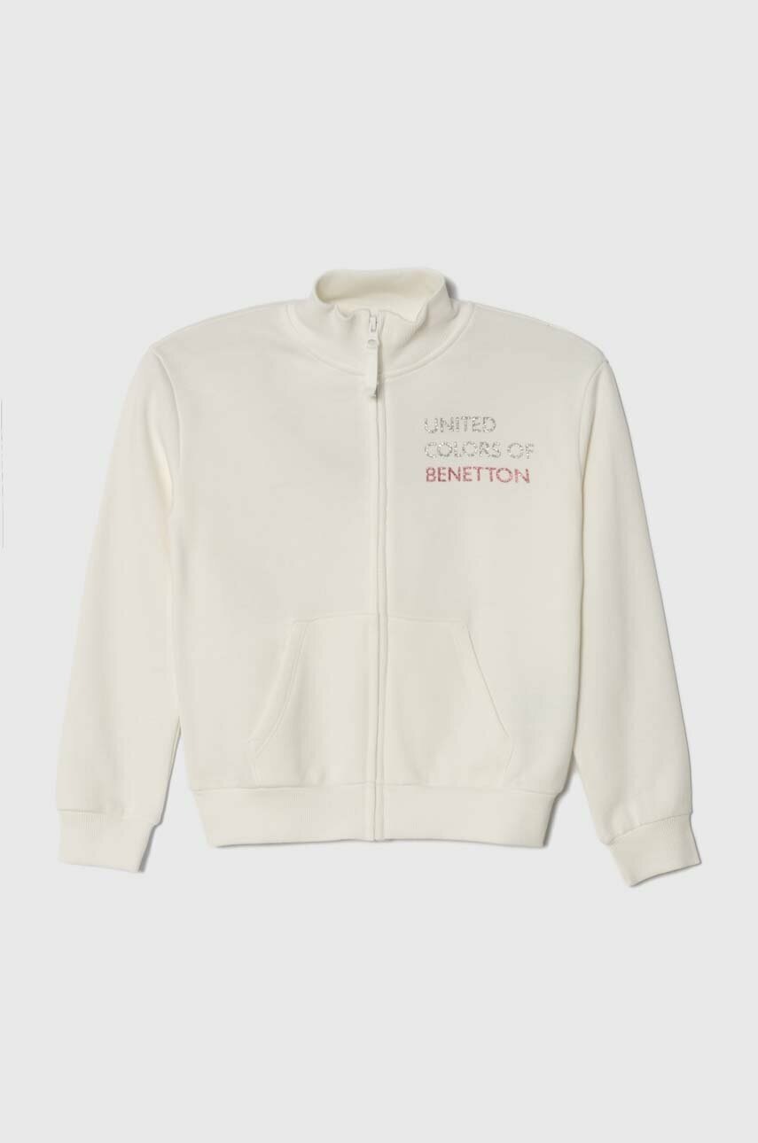 

Детская хлопковая кофта United Colors of Benetton цвет бежевый с принтом