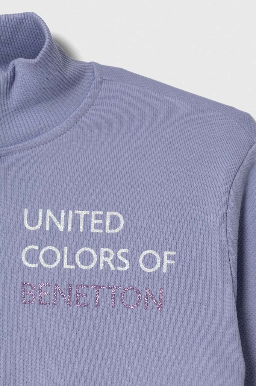 United Colors Of Benetton Hanorac De Bumbac Pentru Copii Culoarea Violet, Cu Imprimeu