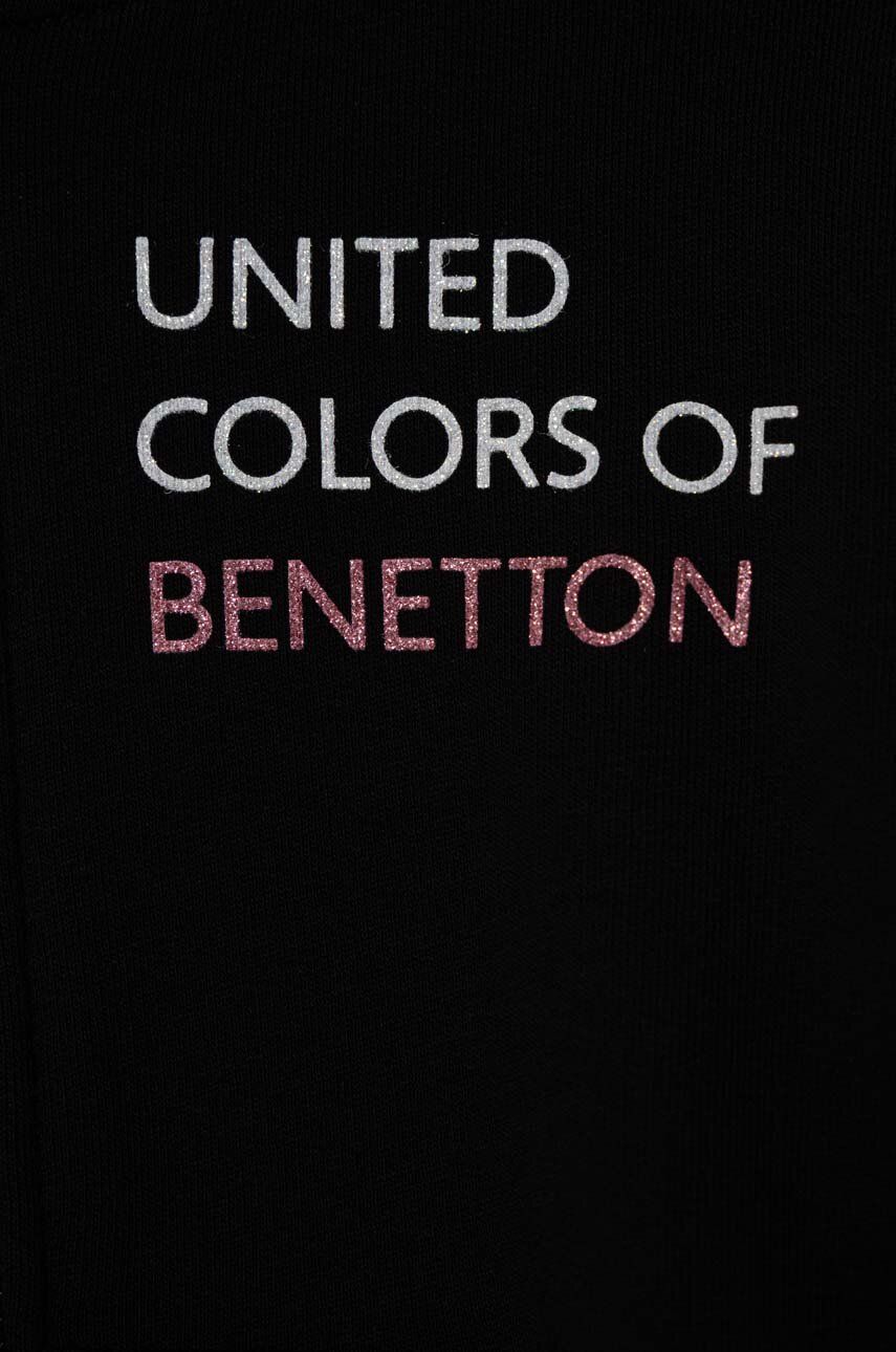 United Colors Of Benetton Hanorac De Bumbac Pentru Copii Culoarea Negru, Cu Imprimeu