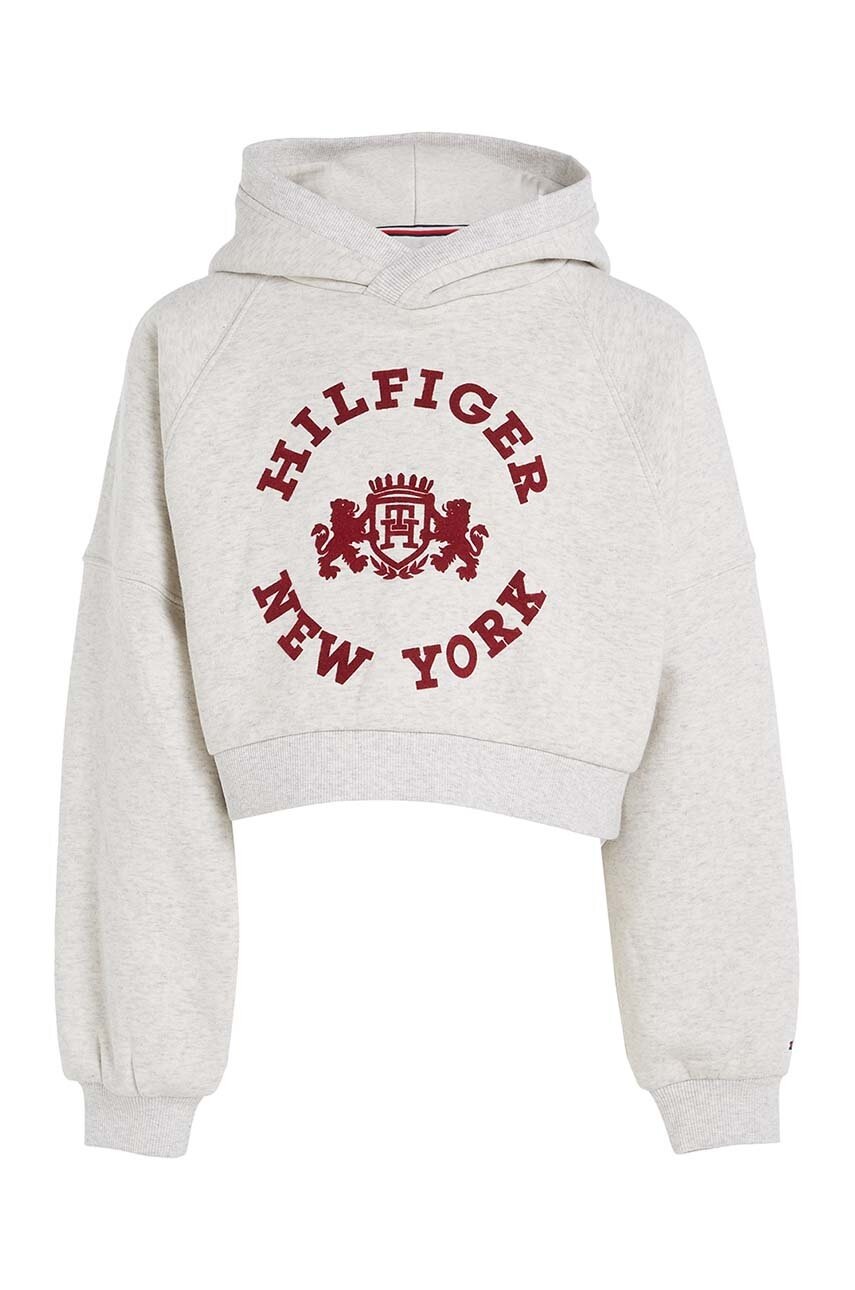 

Детская кофта Tommy Hilfiger цвет серый с капюшоном с принтом