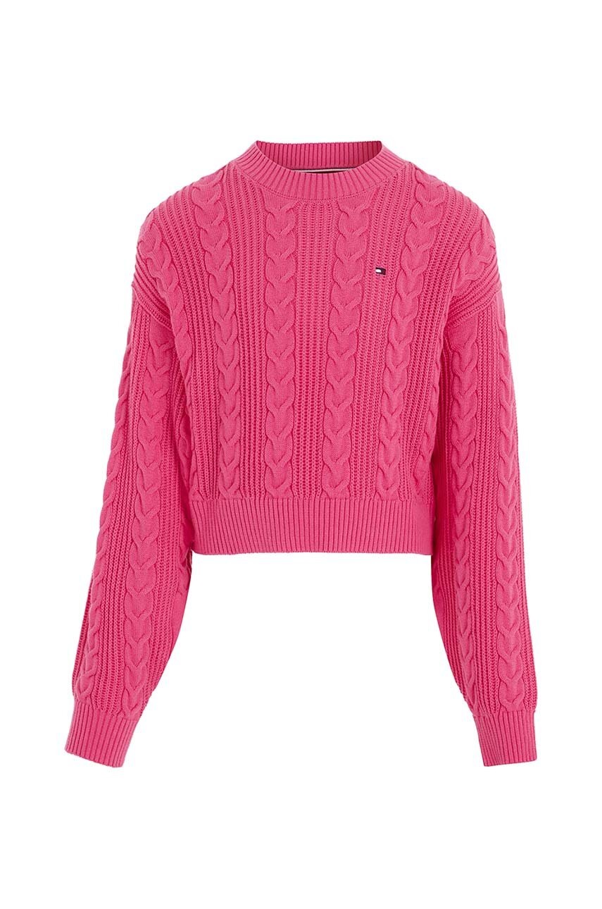 

Дитячий бавовняний светр Tommy Hilfiger колір рожевий легкий