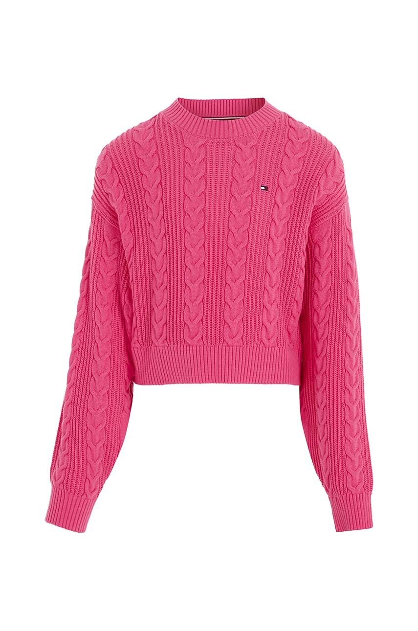 

Дитячий бавовняний светр Tommy Hilfiger колір рожевий