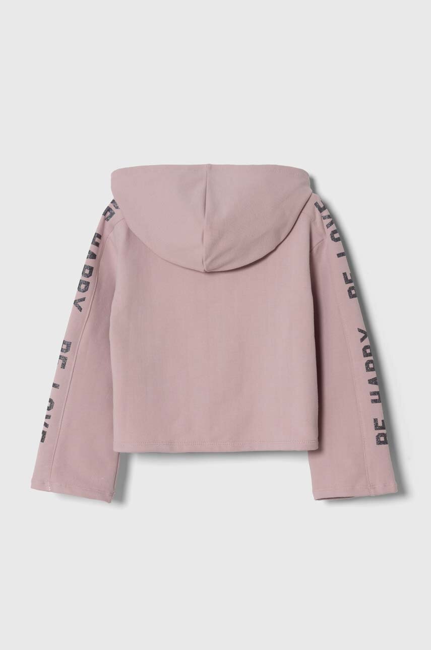 Детская кофта United Colors of Benetton цвет фиолетовый с капюшоном с принтом Детская кофта United Colors of Benetton цвет фиолетовый с капюшоном с принтом