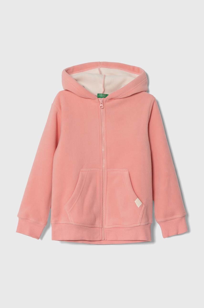 

Дитяча кофта United Colors of Benetton колір рожевий з капюшоном однотонна
