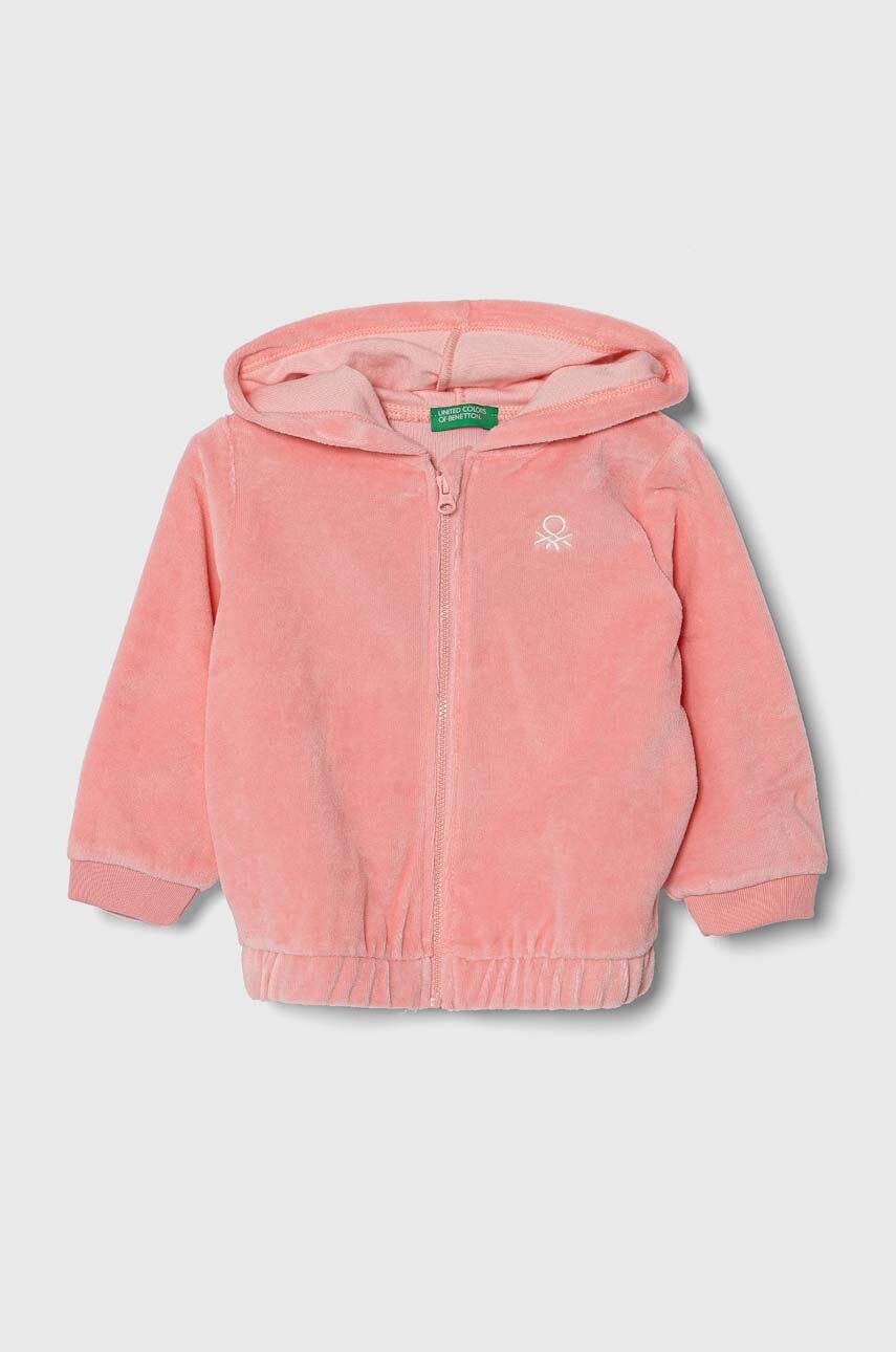 

Детская кофта United Colors of Benetton цвет розовый с капюшоном однотонная
