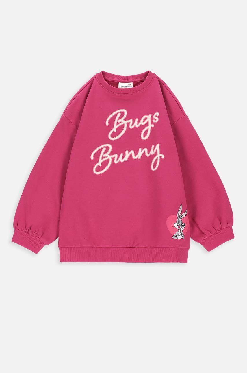 Coccodrillo bluza copii x Looney Tunes culoarea roz, cu glugă, cu imprimeu