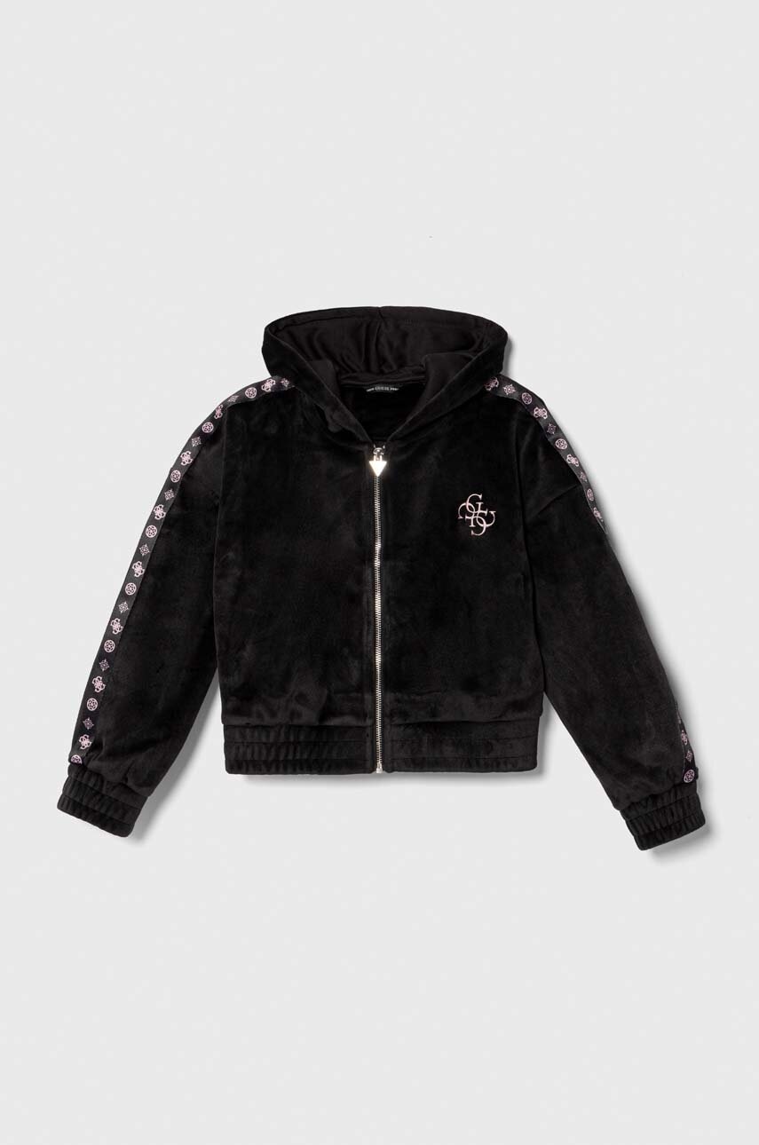 Детская кофта Guess цвет чёрный с капюшоном с аппликацией Детская кофта Guess цвет чёрный с капюшоном с аппликацией