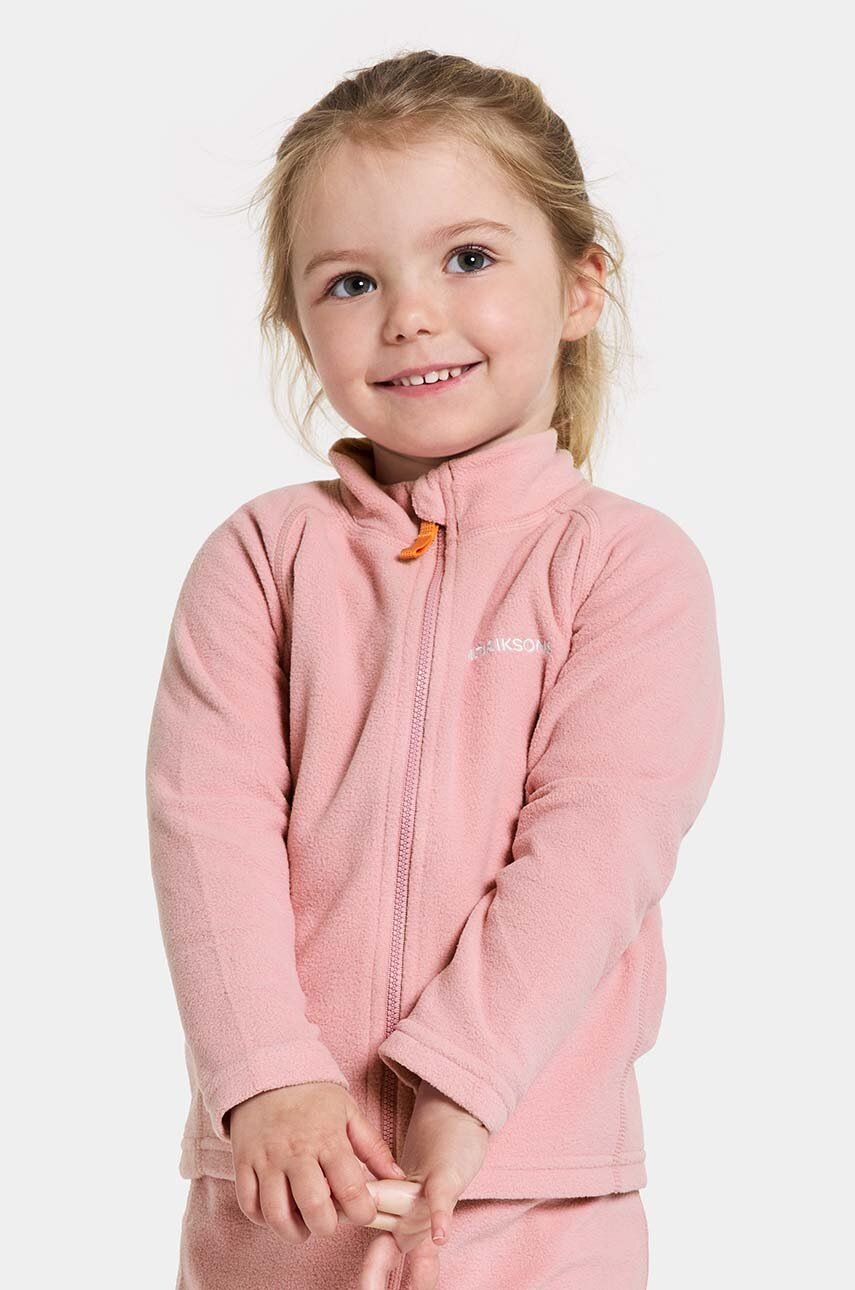 Levně Dětská mikina Didriksons MONTE KIDS FULLZIP růžová barva, hladká