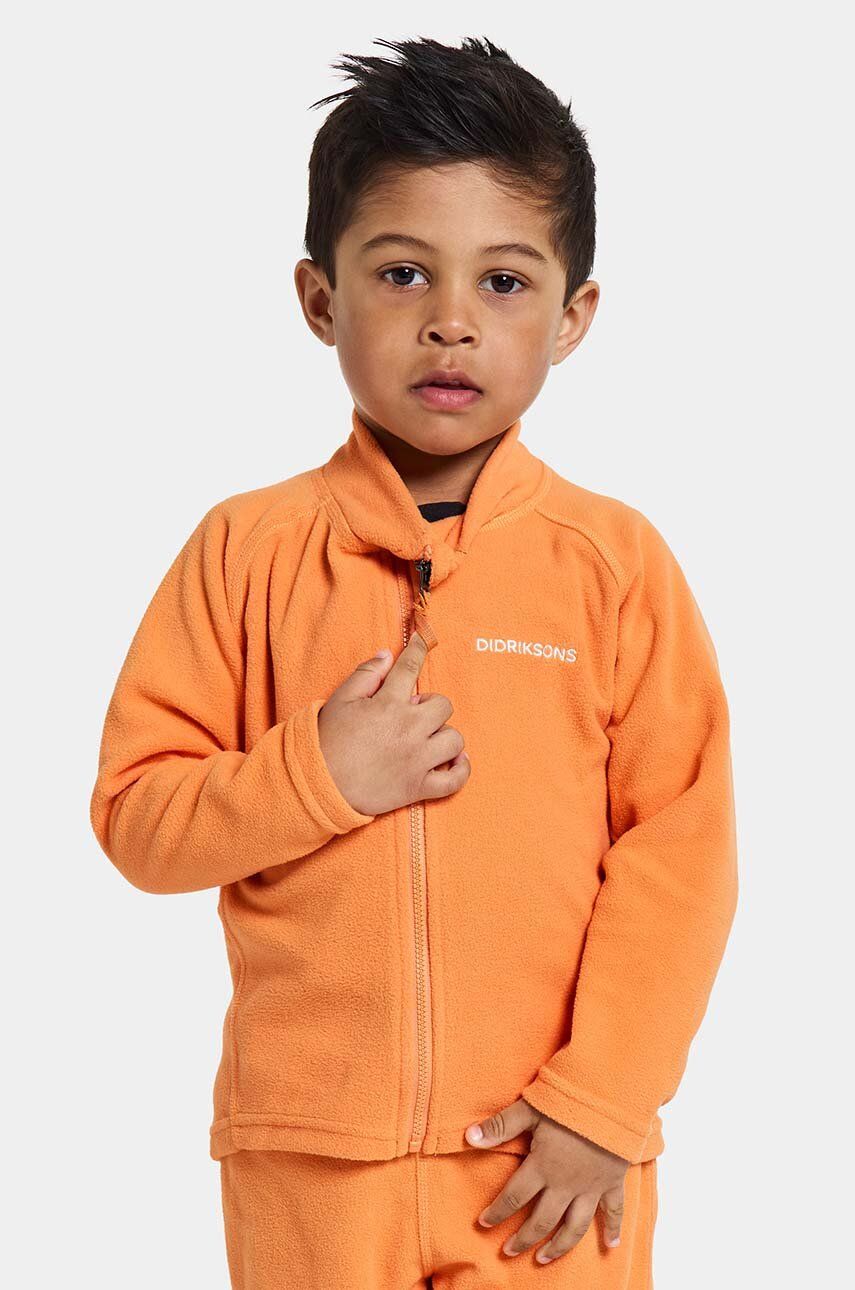 Levně Dětská mikina Didriksons MONTE KIDS FULLZIP oranžová barva, hladká