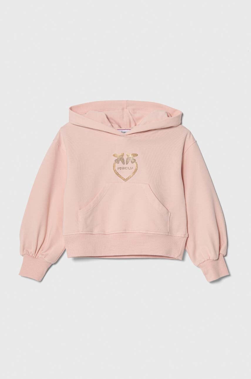 Дитяча кофта Pinko Up колір рожевий з капюшоном з аплікацією Дитяча кофта Pinko Up колір рожевий з капюшоном з аплікацією
