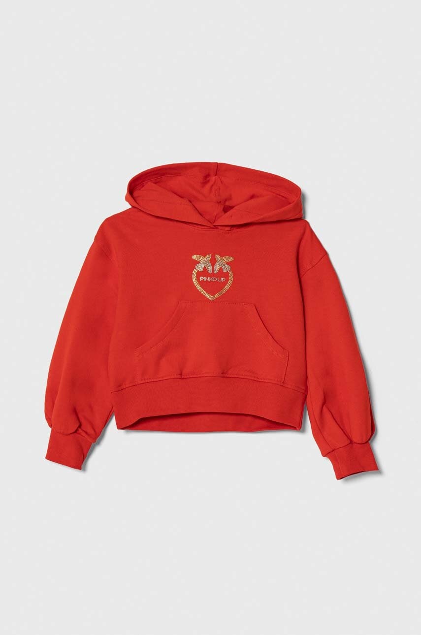 Дитяча кофта Pinko Up колір червоний з капюшоном з аплікацією Дитяча кофта Pinko Up колір червоний з капюшоном з аплікацією