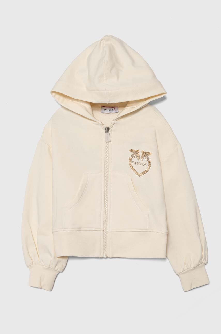 Детская кофта Pinko Up цвет бежевый с капюшоном с аппликацией Детская кофта Pinko Up цвет бежевый с капюшоном с аппликацией