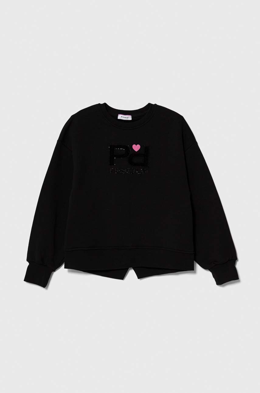 E-shop Dětská bavlněná mikina Pinko Up černá barva, s potiskem