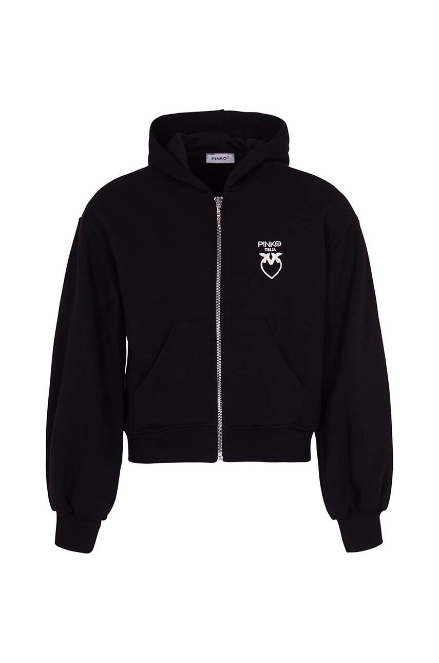 Детская хлопковая кофта Pinko Up цвет чёрный с капюшоном с аппликацией в Луцке Детская хлопковая кофта Pinko Up цвет чёрный с капюшоном с аппликацией в Луцке