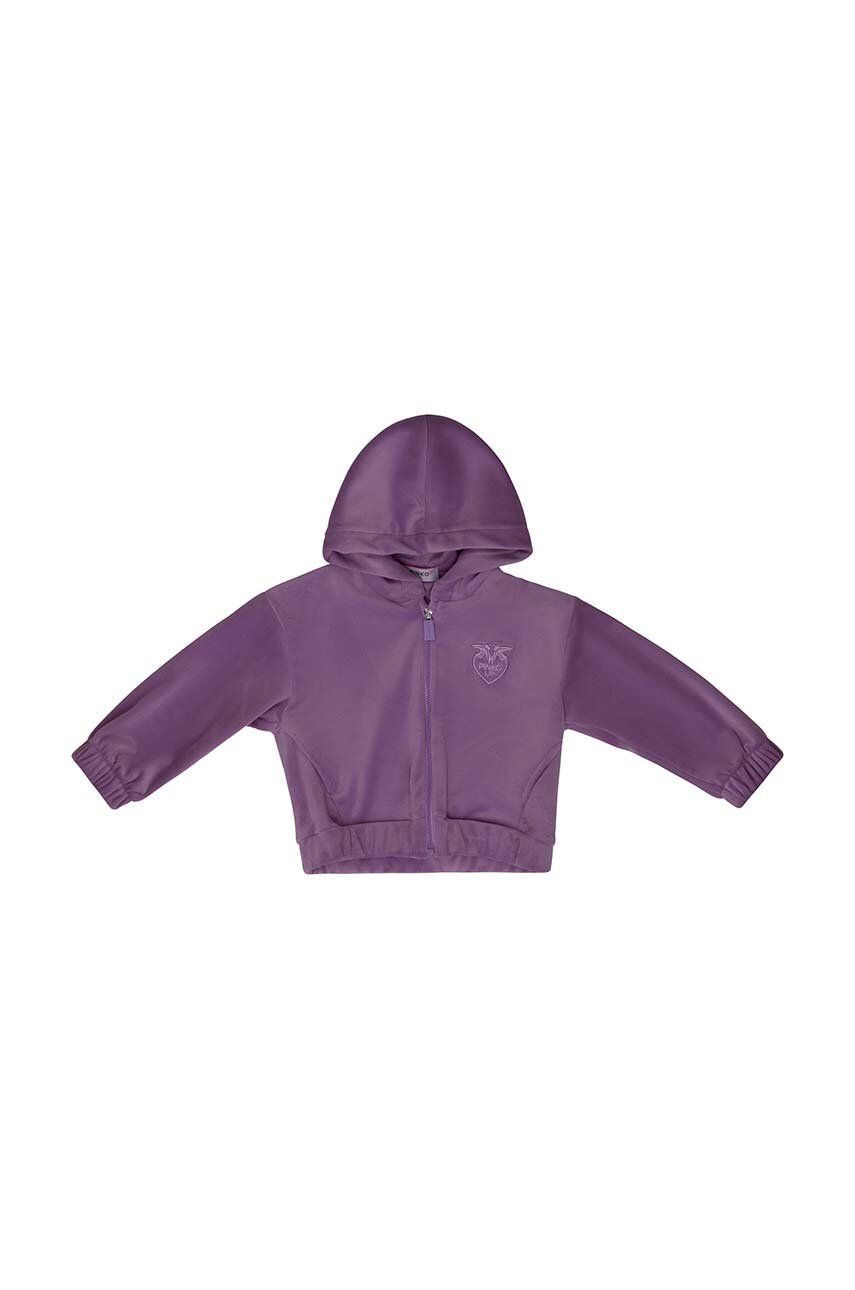 Детская кофта Pinko Up цвет фиолетовый с капюшоном с аппликацией