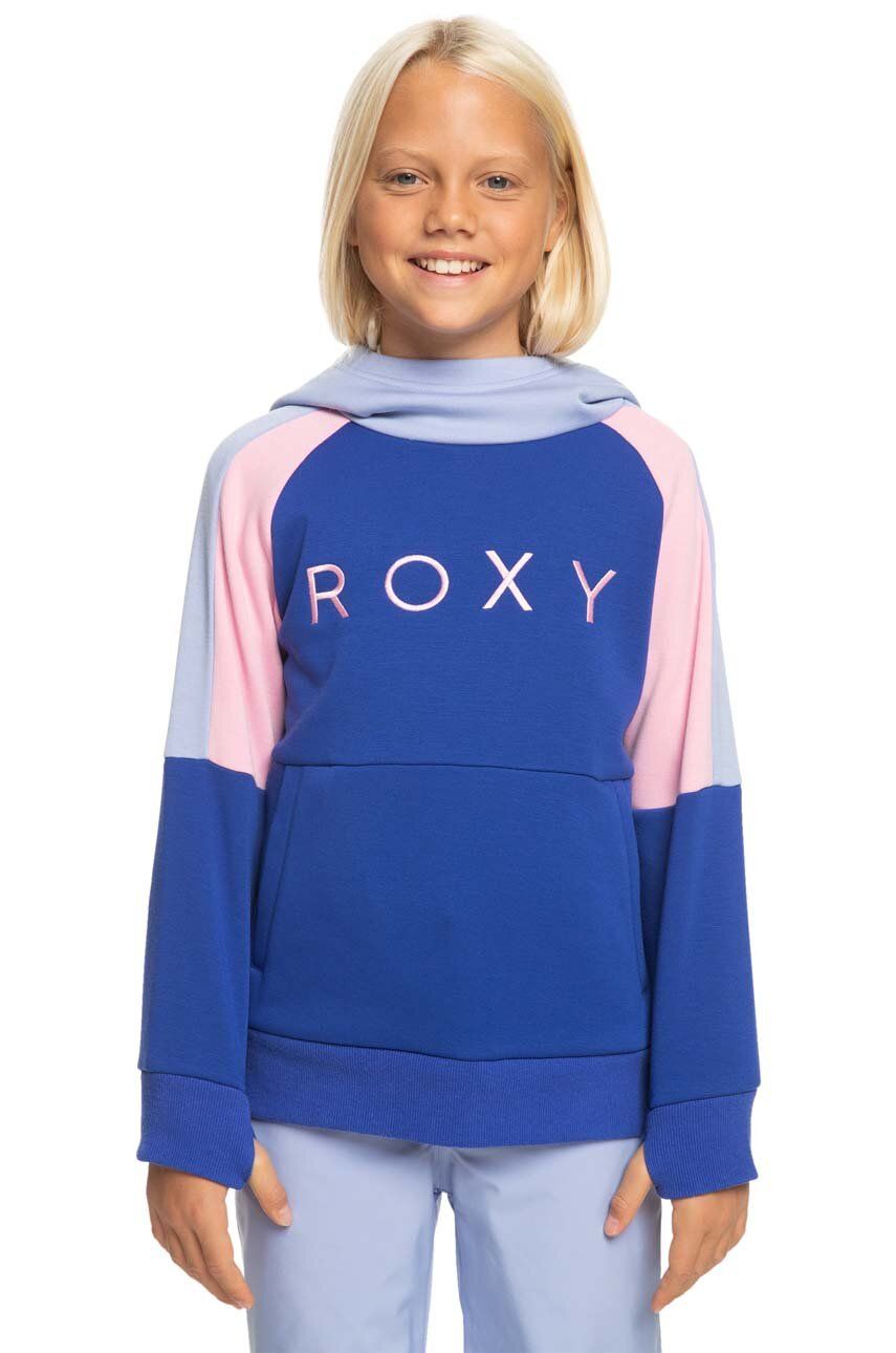 Dětská mikina Roxy LIBERTY GIRL OTLR s kapucí, s potiskem - modrá - 84 % Polyester