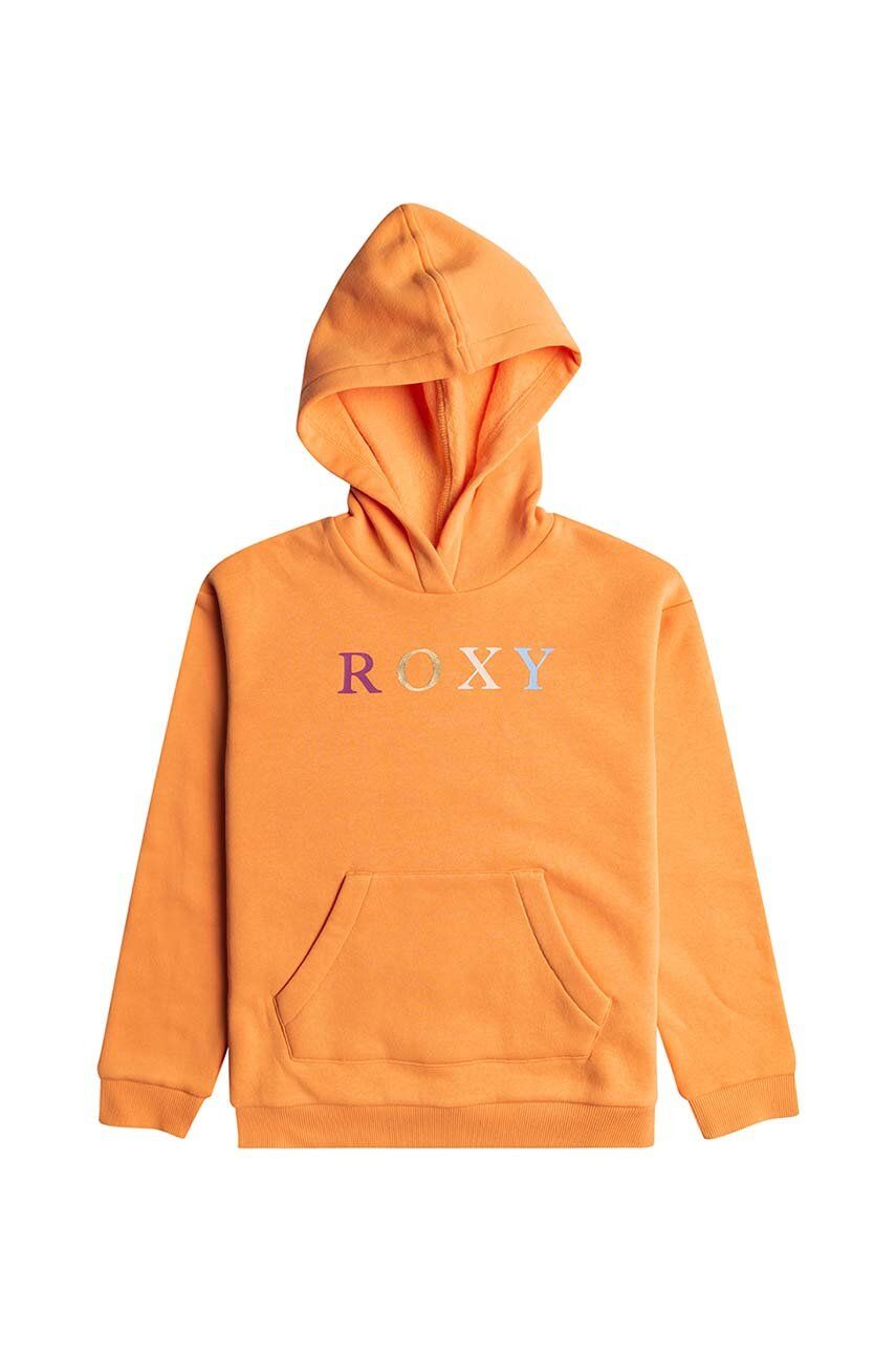 Roxy bluza copii WILDESTDREAMSHB OTLR culoarea portocaliu, cu glugă, cu imprimeu