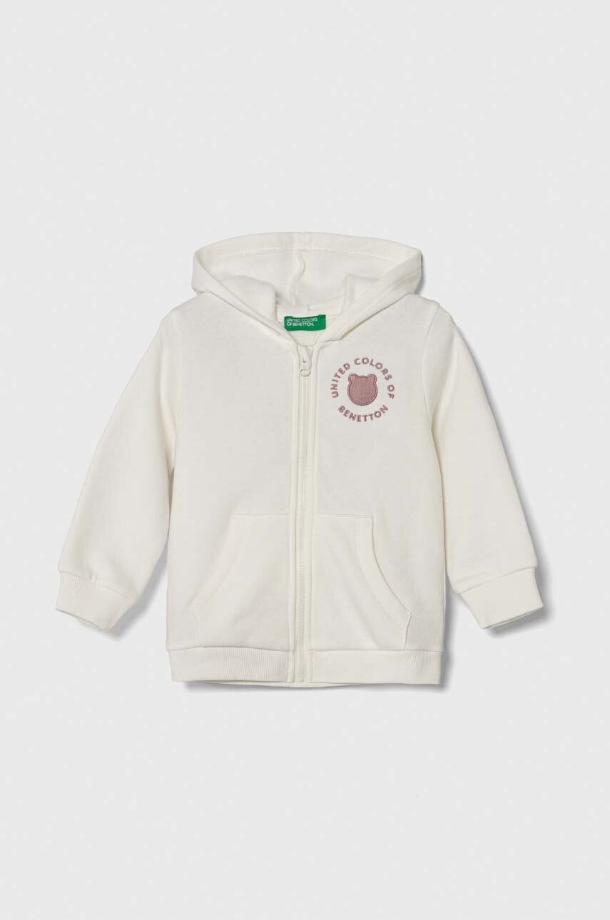 Детская кофта United Colors of Benetton цвет белый с капюшоном с аппликацией в Тернополе Детская кофта United Colors of Benetton цвет белый с капюшоном с аппликацией в Тернополе