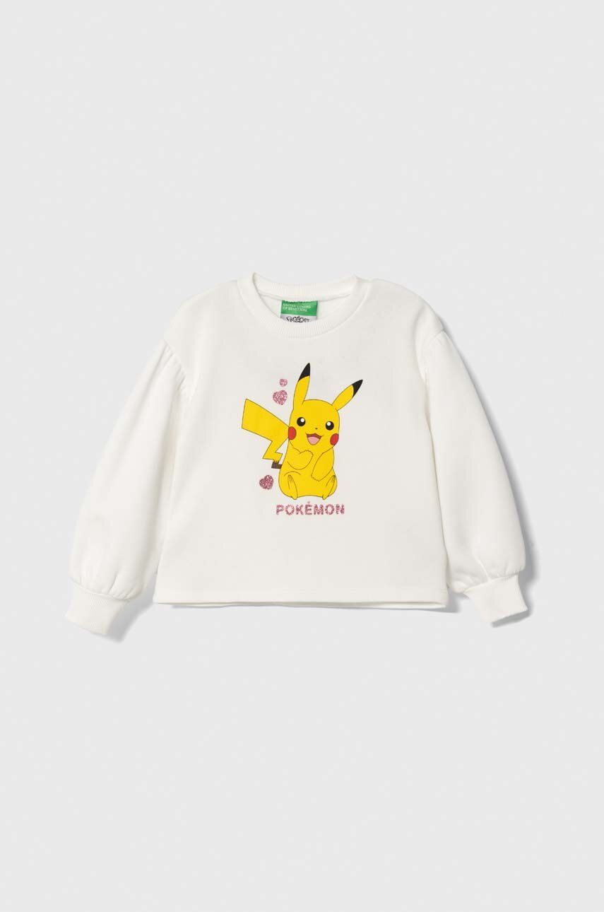 United Colors of Benetton bluza copii x Pokemon culoarea bej, cu imprimeu