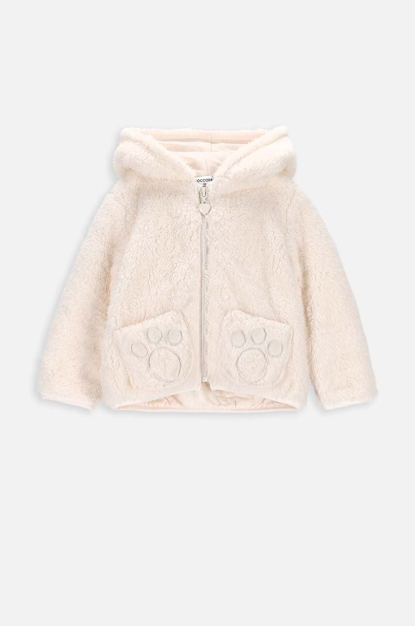 Kojenecká mikina Coccodrillo béžová barva, s kapucí, s aplikací - béžová - 100 % Polyester