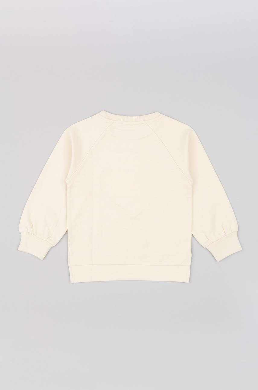 Детская хлопковая кофта zippy цвет бежевый с принтом