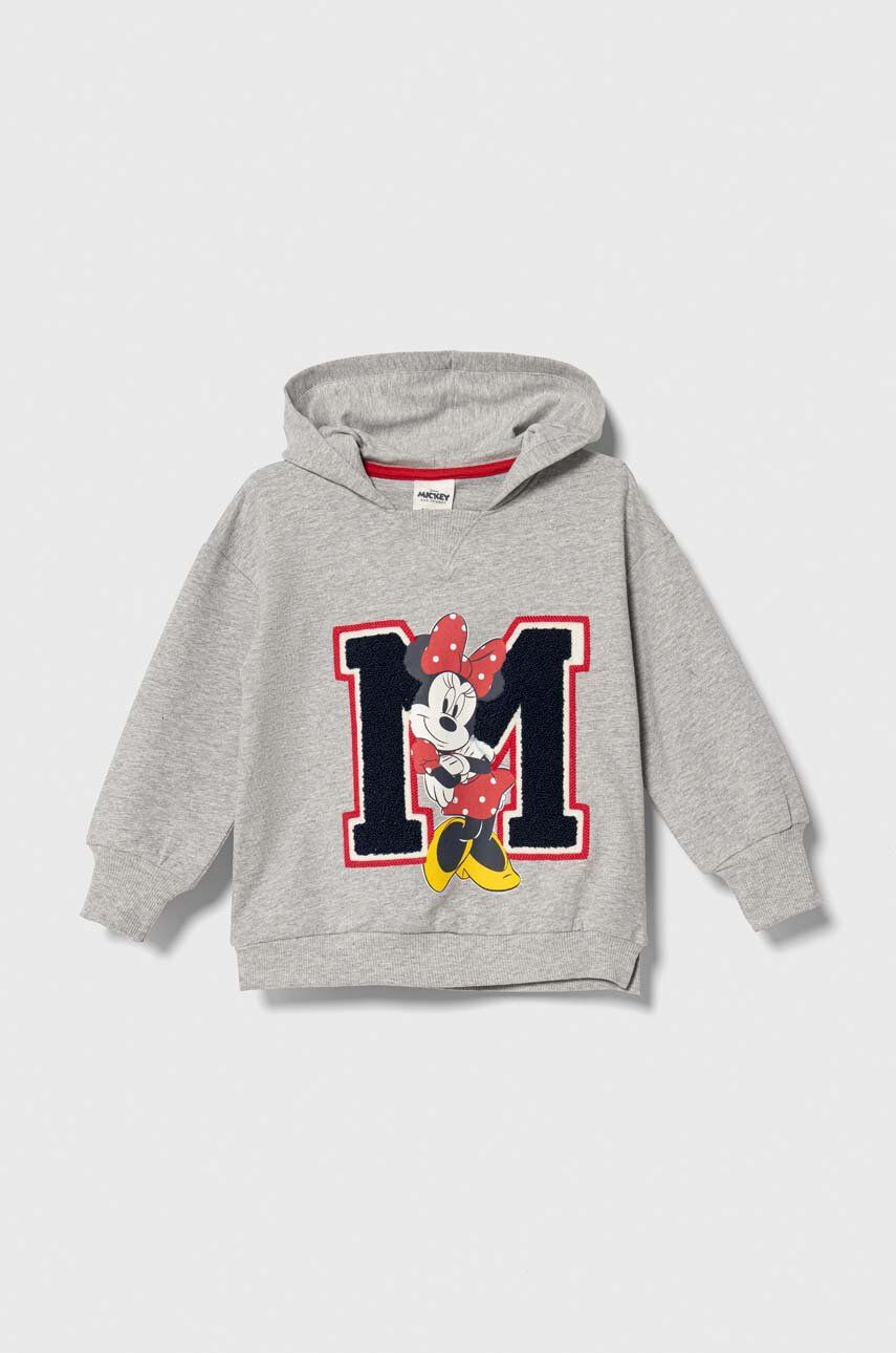 E-shop Dětská mikina zippy x Disney šedá barva, s kapucí, s potiskem